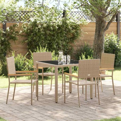 vidaXL Set de masă pentru grădină 5 pcs Bej 90 x 90 x 75 cm poliratan 3365389 foto