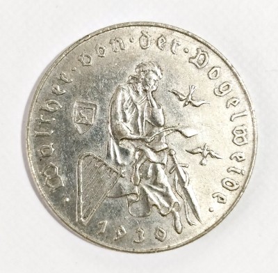AUSTRIA 2 SCHILLING 1930 WALTHER VON DER DOGELWEIDE ARGINT XF AUNC foto