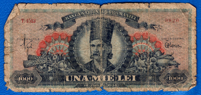 (1) BANCNOTA ROMANIA - 1.000 LEI 1948, R.P.R., UZATA, PORTRET TUDOR VLADIMIRESCU