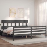 Cumpara ieftin Cadru pat cu tăblie 200x200 cm, gri, lemn masiv