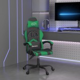 vidaXL Scaun de gaming pivotant, negru și verde, piele ecologică 349594