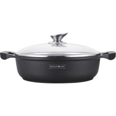 Cratiță marmorată antiaderentă cu capac 34 cm, 7L &ndash; Royalty Line RL-BR34CM, compatibilă cu toate plitele