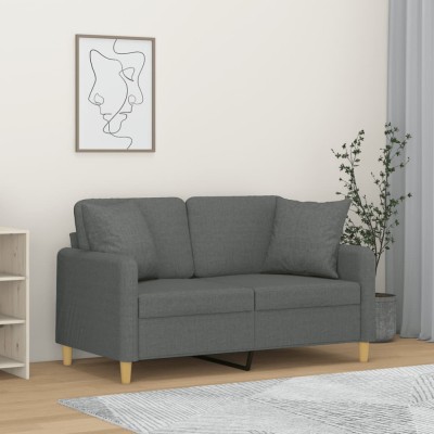 vidaXL Canapea cu 2 locuri cu pernuțe, gri &amp;icirc;nchis, 120 cm, textil 3200902 foto