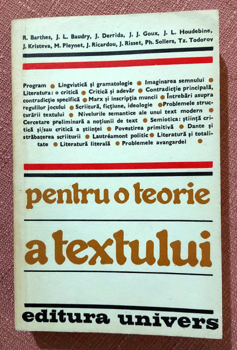Pentru o teorie a textului. Editura Univers, 1980 - Adriana Babeti