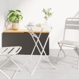 vidaXL Masă de Grădină Pliantă Alb &Oslash;50x72 cm Oțel