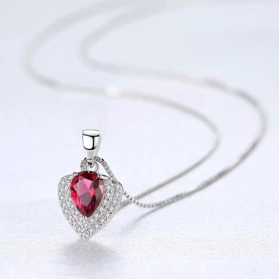 Colier Din Argint Piatra Red Water Drop ARG273C foto
