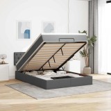 VidaXL Pat otoman cu saltea și LED-uri țesătură gri &icirc;nchis 140x190 cm 3312389