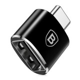 Adaptor Baseus Mini OTG USB 2.0 mama la USB Type-C tata metalic negru 2.4A