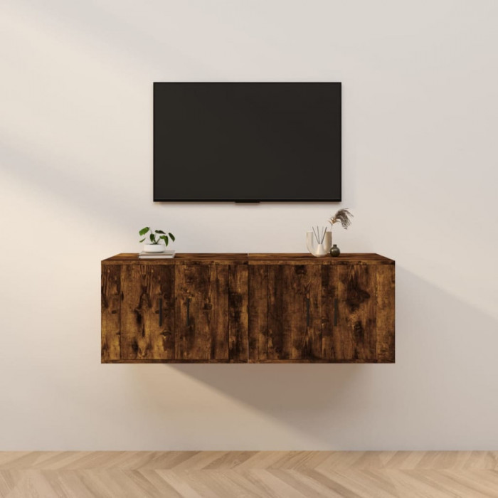 Dulapuri TV montate pe perete 2 buc stejar afumat, 57x34,5x40cm GartenMobel Dekor