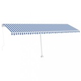 Copertina retractabila manual LED, albastru si alb, 600x350 cm