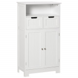 Kleankin Mobilă Baie Multifuncțională cu 2 Uși și Etajeră, 2 Sertare Reglabile, Dimensiuni 60x30x108.8cm, Alb Elegant | Aosom Rom&acirc;nia