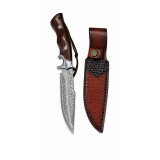 Cutit supravietuire cu maner lemn si teaca, lama 16 cm, lungime totala 28 cm
