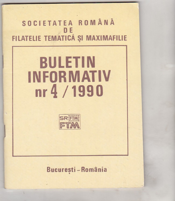 bnk fil Soc. romana de filatelie tematica si maximafilie - buletin info 4/1990