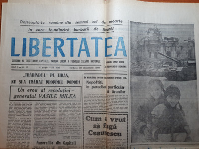 ziarul libertatea 30 decembrie 1989-revolutia romana foto