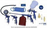 Set pneumatic Adler AD-27Z, 8 piese, cu pistol de suflare, pistol de umflare și furtun spiralat pentru aer comprimat