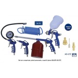 Set pneumatic Adler AD-27Z, 8 piese, cu pistol de suflare, pistol de umflare și furtun spiralat pentru aer comprimat
