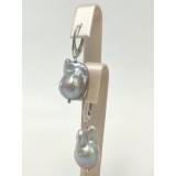 Cumpara ieftin Cercei Argint 925 placat aur cu perle baroc gri Imposing, 4cm, inchidere sigura. Handmade Italy