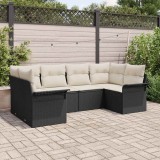 Cumpara ieftin Set de canapele pentru grădină cu pernă 6 pcs Negru Rattan poli