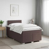 Cumpara ieftin Pat boxspring cu saltea Maro inchis 120 x 190 cm Tesatura
