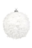 Set 6 globuri albe cu puf de Craciun, Xmas, 8 cm
