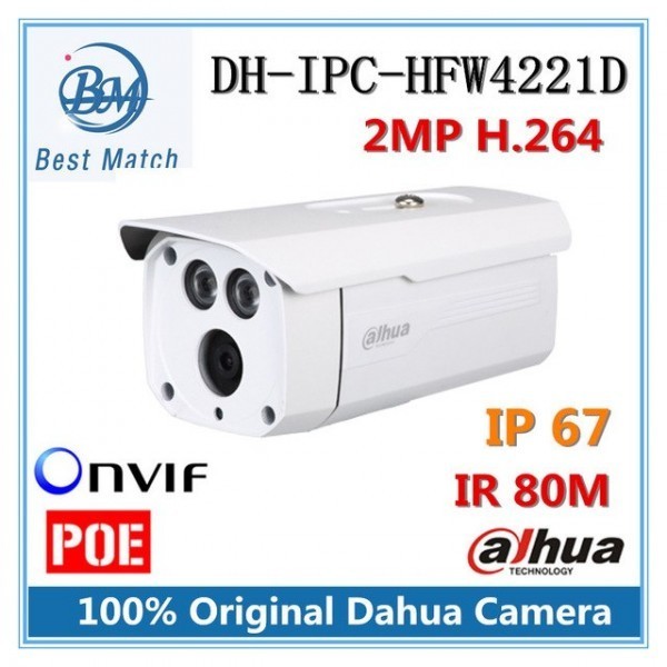 Camera supraveghere exterior IP Dahua IPC-HFW4221D-AS, 2 MP, IR 80 m, 6 mm Camera supraveghere exterior IP Dahua IPC-HFW4221D-AS, 2 MP, IR 80 m, 6 mm