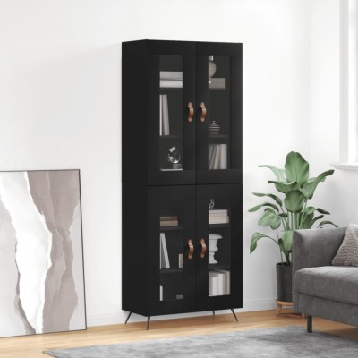 Gossi dulap inalt, negru, 69,5x34x180 cm, lemn compozit foto