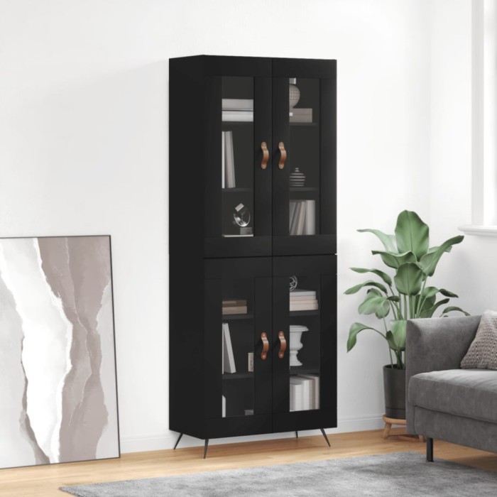 Gossi dulap inalt, negru, 69,5x34x180 cm, lemn compozit
