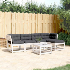 vidaXL Set canapele de grădină cu perne 5 piese alb lemn masiv de pin