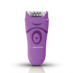 Epilator fara fir, 2 trepte viteza, 16 pensete, forma ergonomica, violet, Esperanza