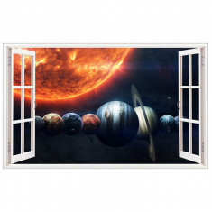 Sticker decorativ, fereastra 3D, Planeta, 85 cm, 1037STK