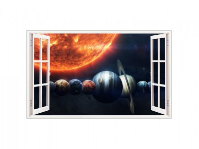 Sticker decorativ, fereastra 3D, Planeta, 85 cm, 1037STK foto