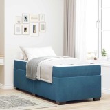 Cumpara ieftin Cadru de pat cu saltea Albastru inchis 90 x 200 cm tesatura