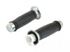Set Mansoane Ghidon Moto Cauciuc Revo, Negru/Crom, 22mm, 120mm, cu Ghidaj Cablu Acceleratie