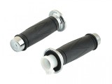 Set Mansoane Ghidon Moto Cauciuc Revo, Negru/Crom, 22mm, 120mm, cu Ghidaj Cablu Acceleratie