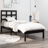 VidaXL Cadru de pat Small Single 2FT6, negru, 75x190 cm, lemn masiv