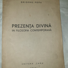 PREZENTA DIVINA IN FILOSOFIA CONTEMPORANA DE GRIGORE POPA SIBIU 1942