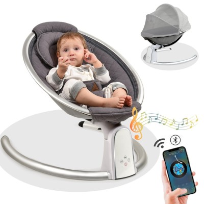 Leagan Electric WePro Store, Multifunctional Pentru Bebelusi cu Acoperis Rabatabil Si Plasa Protectie Tantari, Conexiune Bluetooth, Telecomanda, Jucar foto