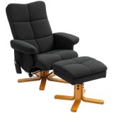 HOMCOM Fotoliu de Masaj cu Functie de Intindere si Taburet, Inclinare 145&deg;, Poliester, 80 x 86 x 99 cm, Negru | Aosom Romania