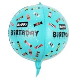 Balon din folie metalizata, flippy, figurine 4d, model happy birthday, tematica aniversara bombonele, 63x24 cm, ambalaj individual, pai inclus, umflar
