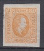 1865 LP 15 CUZA EFIGIA DOMNITORULUI IN OVAL PORTOCALIU/HARTIE VARGATA VERTICAL, Nestampilat