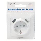 PRIZA LOGILINK, pentru perete, Schuko x 1, USB x2 5V/2.1A , 230V AC, 50 Hz, alb &amp;quot;PA0162&amp;quot; (include TV 0.18lei)