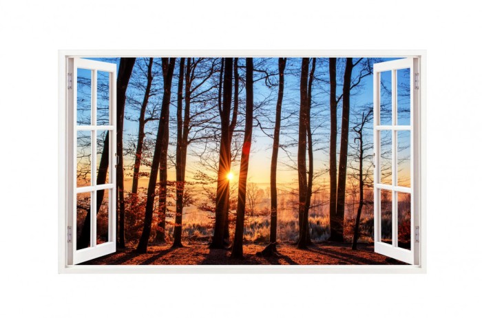 Sticker decorativ, Fereastra 3D, Rasarit, 85 cm, 255STK