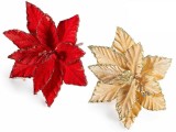 Set 2 Craciunite artificiale cu clips aurii rosii &Oslash; 13 cm x 10 H