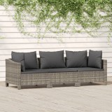 Set mobilier gradina 3 piese vidaXL, poliratan gri, cu perne incluse, canapea colt/mijloc, 63x63x55.5cm, confortabil si durabil