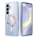Husa pentru samsung galaxy s25 plus, atasare magnetica, magsafe, pink wreath 13, clear