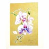 E89. Tablou original, Orhidee pe auriu, acuarela, cadru de Passpartout, 30x40 cm, Flori, Art Deco, RavariuArt