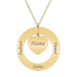 Anne - Colier personalizat din argint 925 placat cu aur galben 24K, cu cerc si inimioara