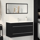 vidaXL Dulap de chiuvetă cu oglindă, stejar negru, 90x45x1,5 cm, lemn