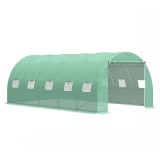 Solar de gradina, dimensiune 500x300x200cm, folie verde PE cu plasa 140g/mp UV, 1 usa, 10 ferestre, teava otel galvanizat de 19mm