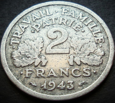 Moneda istorica 2 FRANCI - FRANTA, anul 1943 * cod 3052 foto